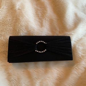 Women's black satin cocktail clutch